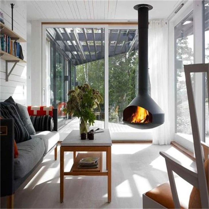 black suspend hanging fireplace