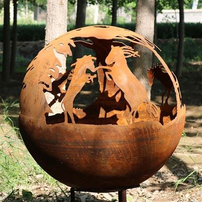 Modern Corten Steel Outdoor Fire Fire - елегантен дизайн на сферата